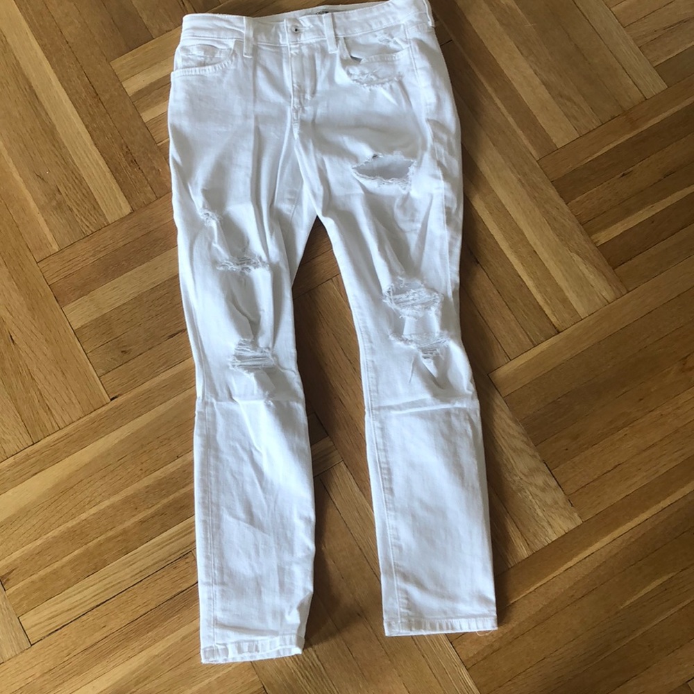 Joe’s distressed white skinny jeans